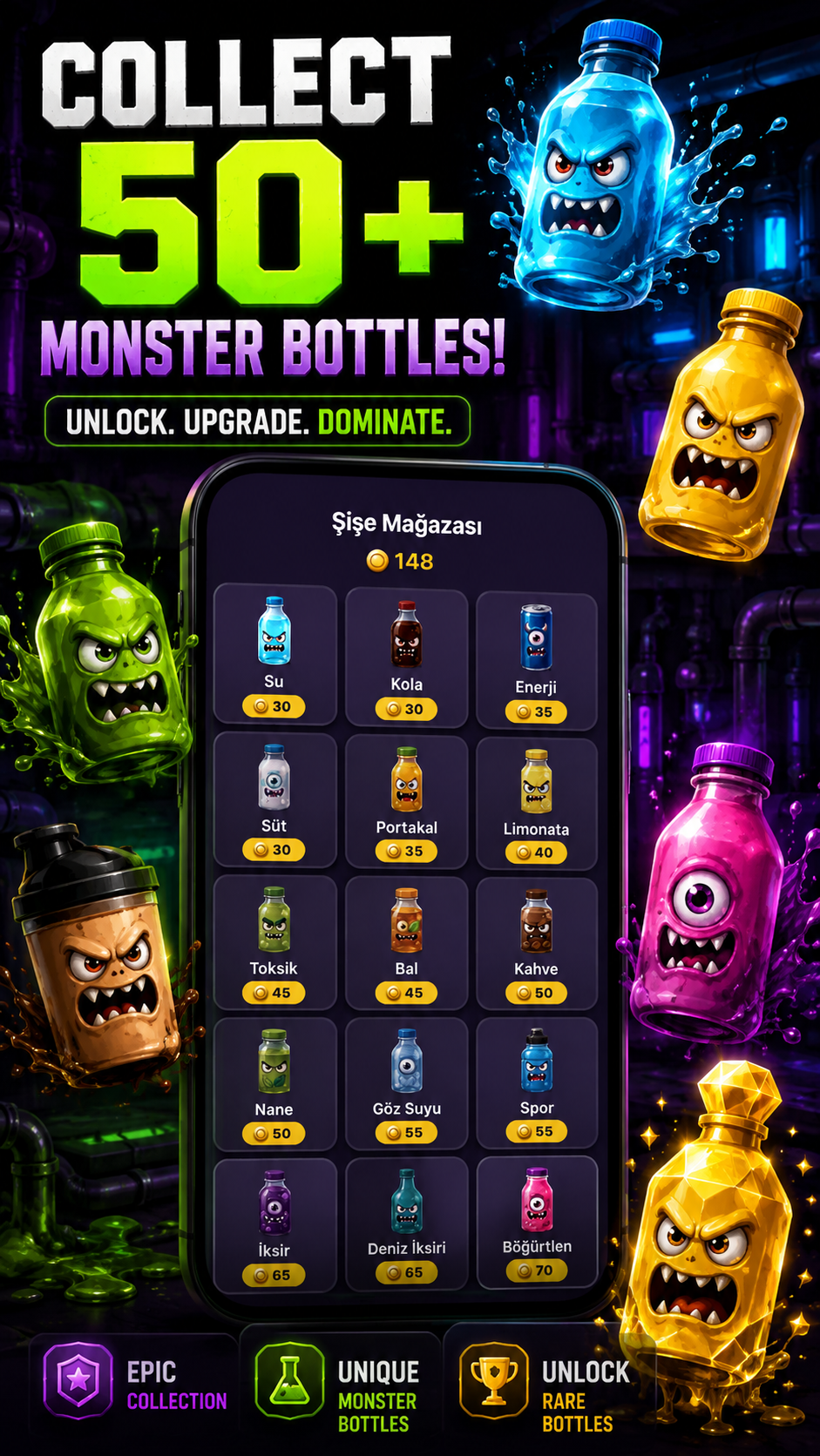 50+ Monster Bottles